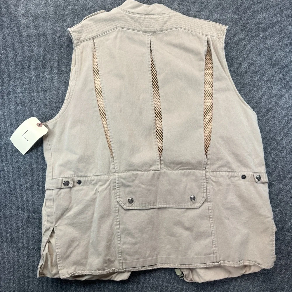 Vintage Banana Republic Photo Safari Vest Mens L Beige Mesh Lined Multi Pocket